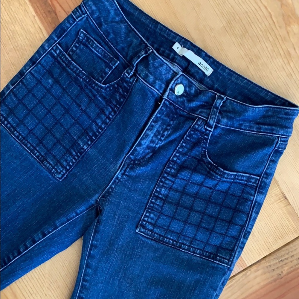 Acoté Darkwash High Rise Flare Jean
